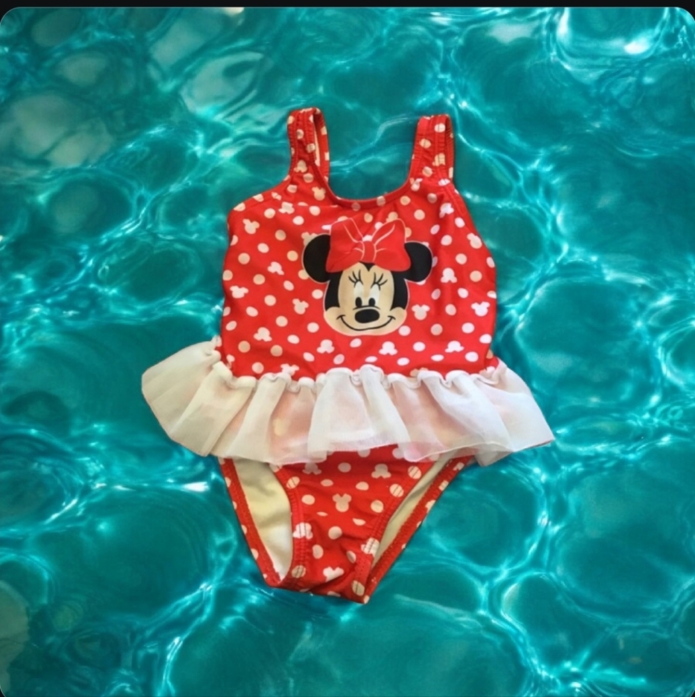 Disney baby swim suit Minnie mouse red & white polka dotted 24M so cute…